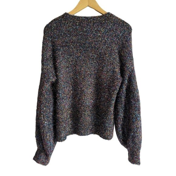 Do + Be Size Small Black Sparkle Multicolor Pullover Crewneck Sweater Holiday - Picture 2 of 8
